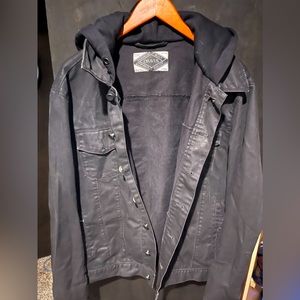 EUC | Dravus | Denim Hooded Jean Jacket | Black | Sz. Large |